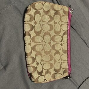 Coach pink and brown clutch